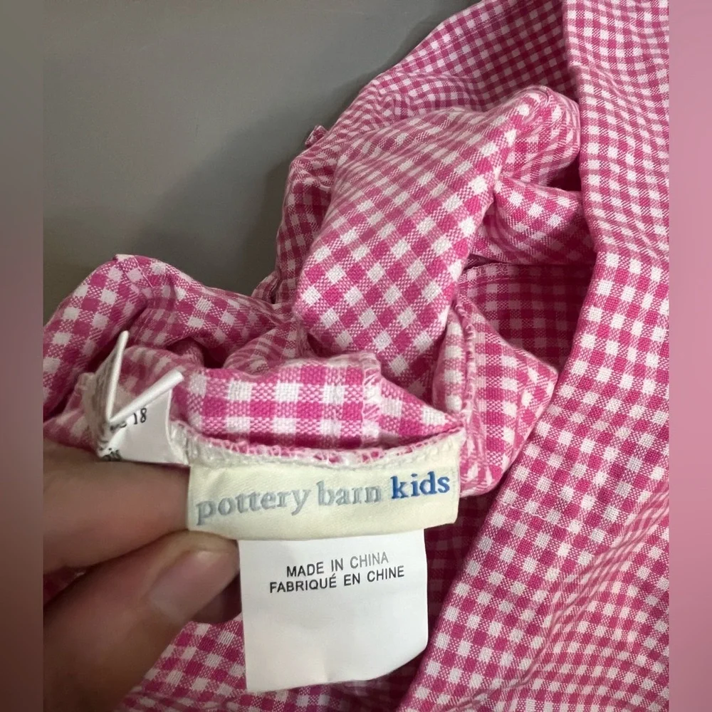 Pottery Barn Kids 2006 VTG 100% Cotton Pink White Gingham Sabrina Basket Liner